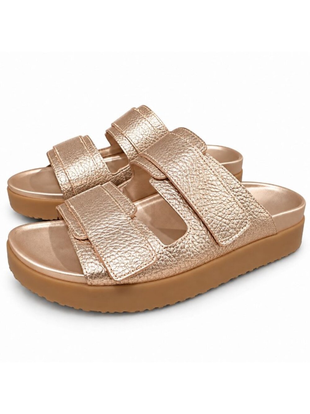 Vionic Riviera Women's Bronze Metallic Leather Slide Sandals Arch Support 8 Wide